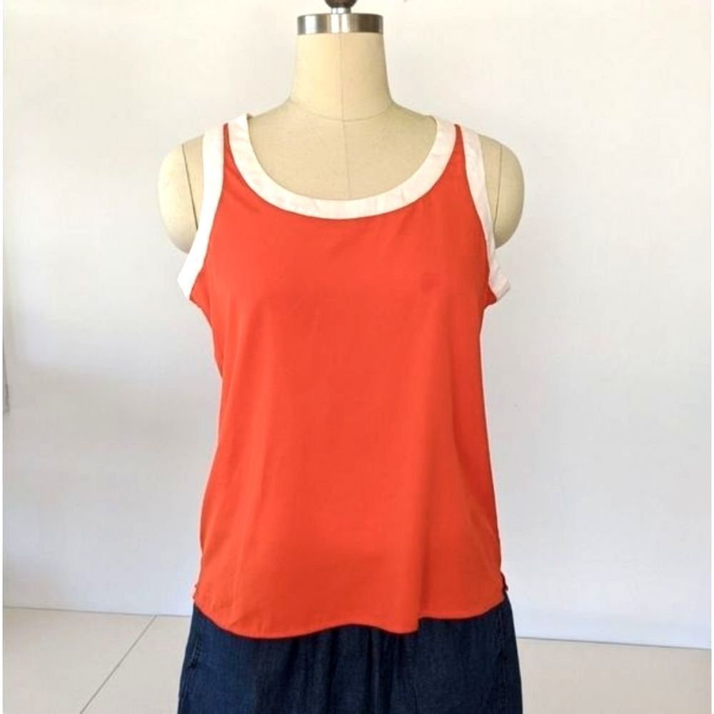 Tomato red Banana Republic tank white trim PL